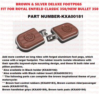 Brown And Silver Deluxe Footpegs fit for Royal Enfield Classic 350