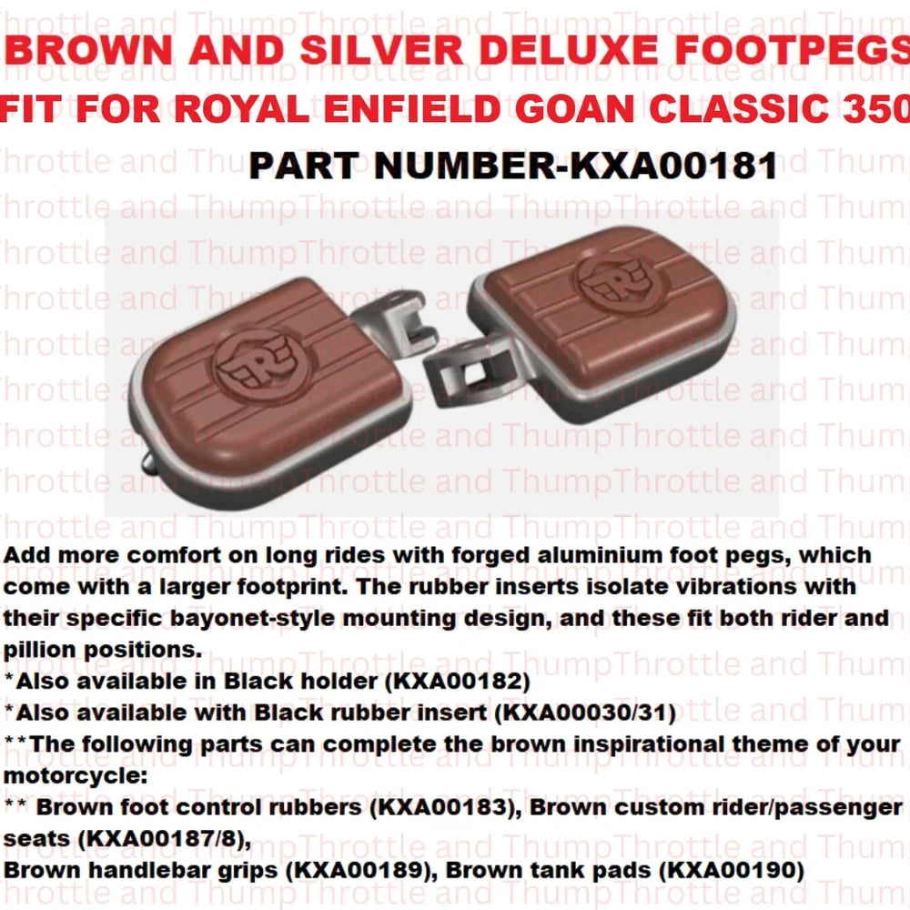 Brown And Silver Deluxe Footpegs fit for Royal Enfield Goan Classic 350