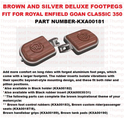 Brown And Silver Deluxe Footpegs fit for Royal Enfield Goan Classic 350