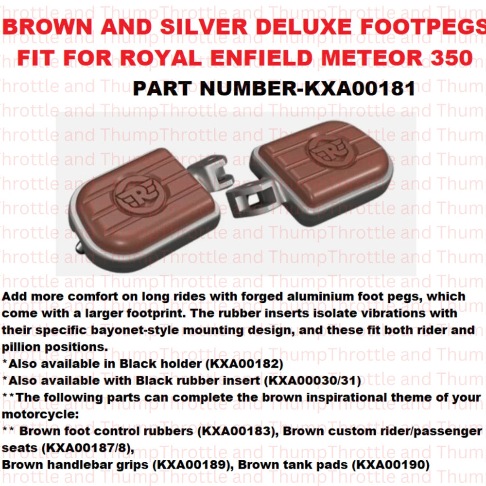 Brown And Silver Deluxe Footpegs fit for Royal Enfield Meteor 350