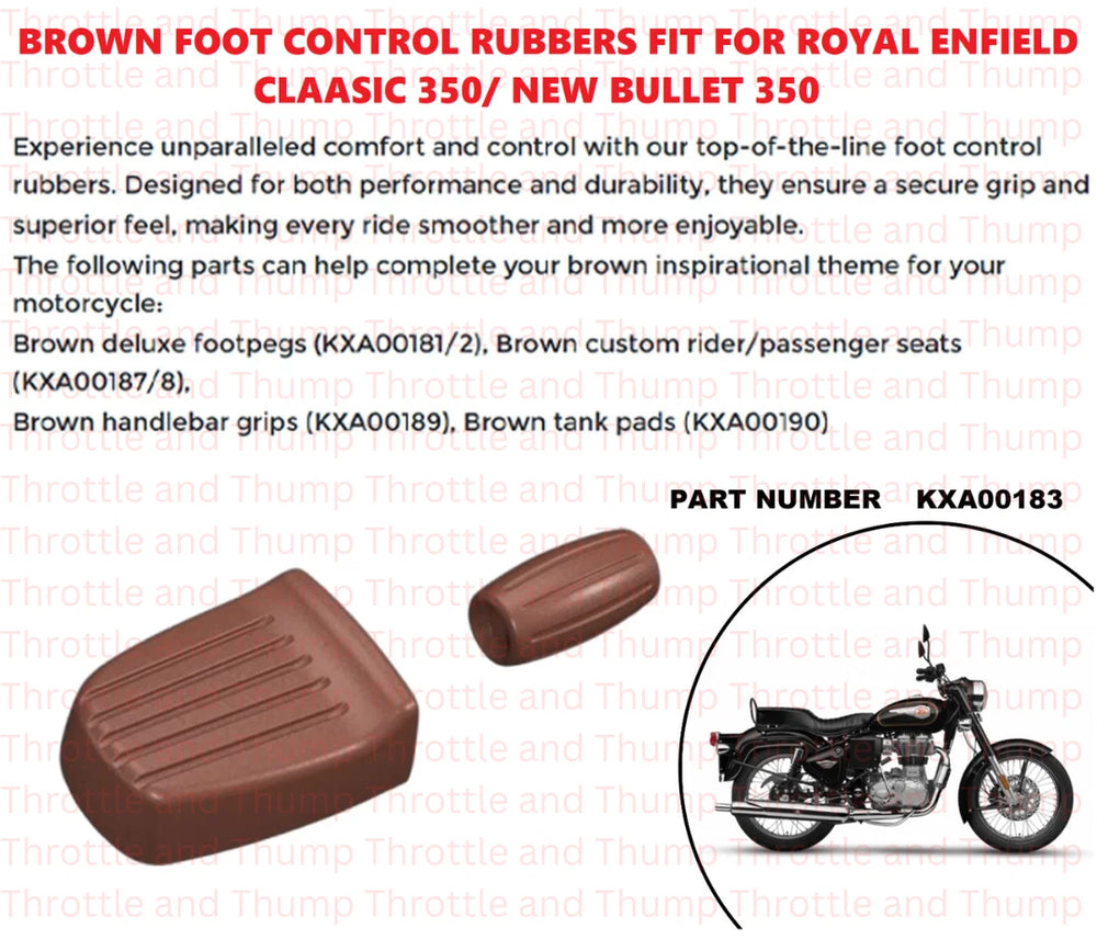 Brown Foot Control Rubbers fit for Royal Enfield Bullet 350
