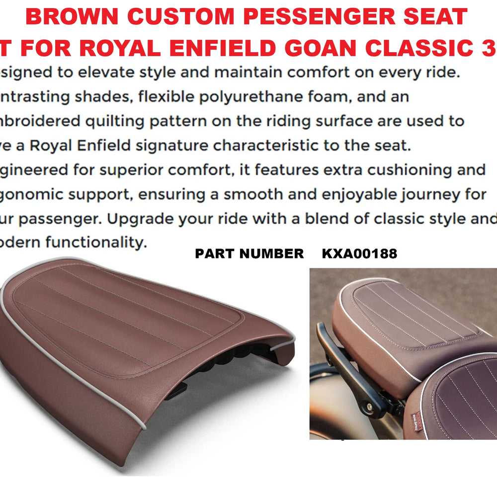 Brown Custom Passenger Seat fit for Royal Enfield Goan Classic 350