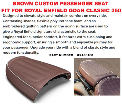 Brown Custom Passenger Seat fit for Royal Enfield Goan Classic 350