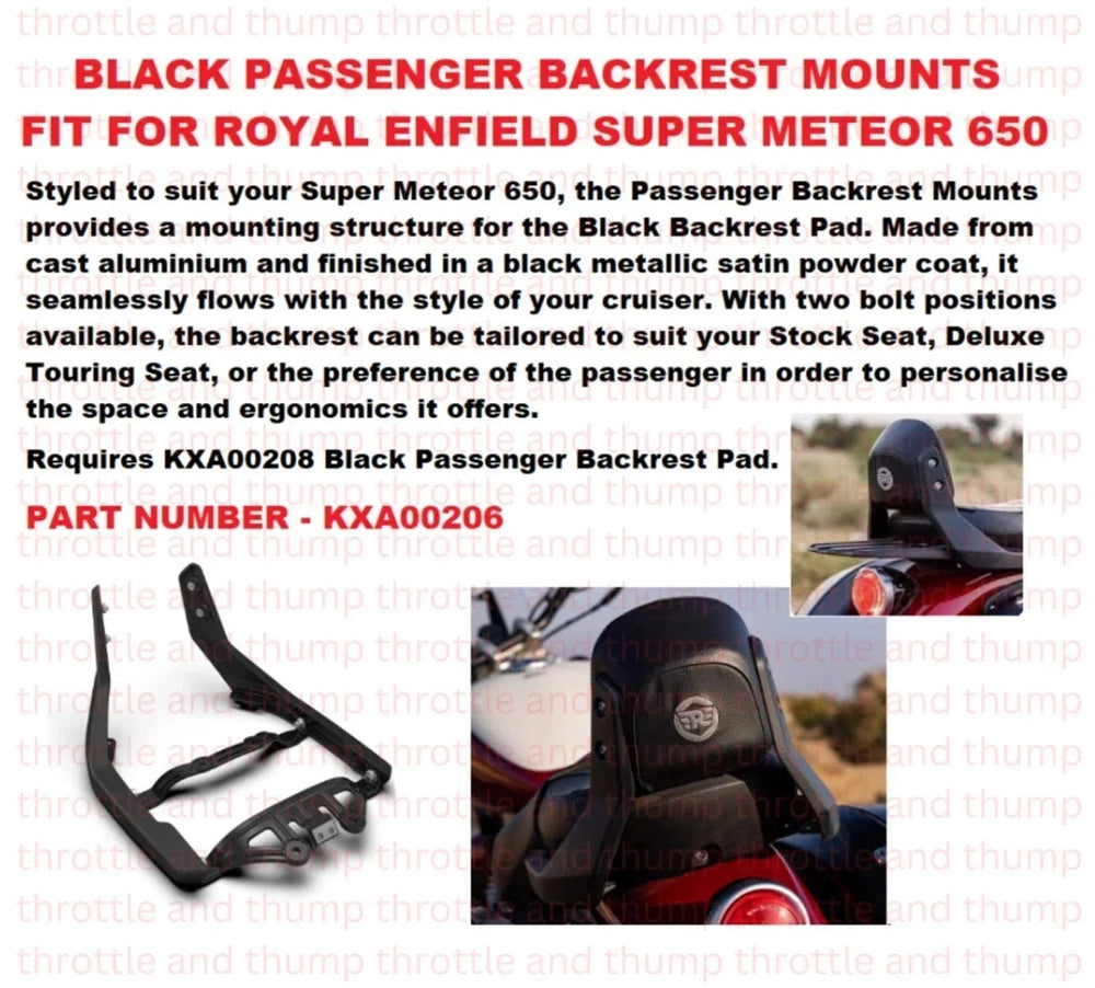 Black Passenger Backrest Mounts fit for Royal Enfield Super Meteor 650