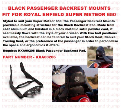 Black Passenger Backrest Mounts fit for Royal Enfield Super Meteor 650