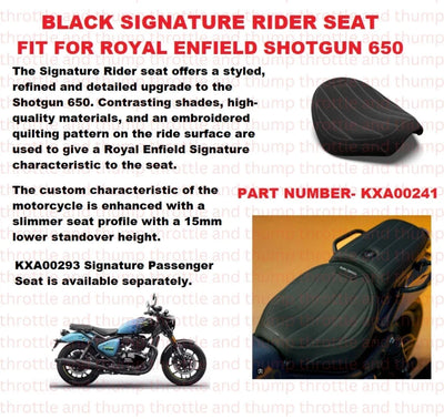 Black Signature Rider Seat fit for Royal Enfield Shotgun 650