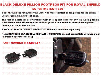 Black Deluxe Rider Footpegs fit for Royal Enfield Super Meteor 650