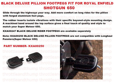 Black Deluxe Pillion Footpegs fit for Royal Enfield Shotgun 650