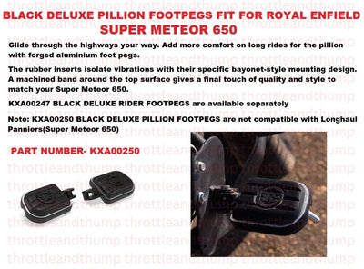 Black Deluxe Pillion Footpegs fit for Royal Enfield Super Meteor 650