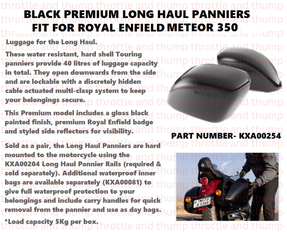 Black Premium Long Haul Panniers fit for Royal Enfield Meteor 350