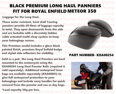 Black Premium Long Haul Panniers fit for Royal Enfield Meteor 350
