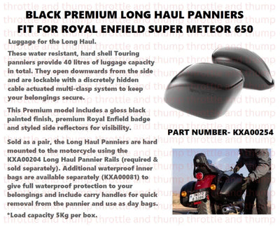 Black Premium Long Haul Panniers fit for Royal Enfield Super Meteor 650