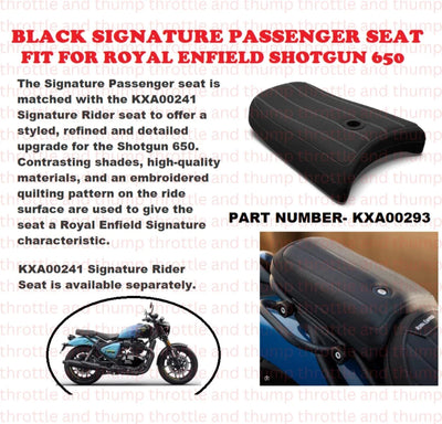 Black Signature Passenger Seat fit for Royal Enfield Shotgun 650