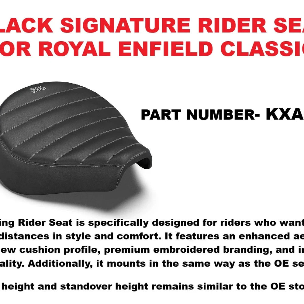 Black Signature Rider Seat fit for Royal Enfield Classic 650