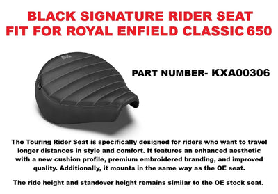 Black Signature Rider Seat fit for Royal Enfield Classic 650