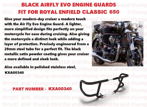Black Airfly Evo Engine Guards fit for Royal Enfield Classic 650