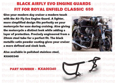 Black Airfly Evo Engine Guards fit for Royal Enfield Classic 650