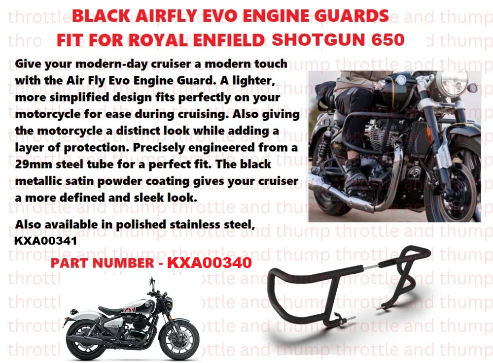 Black Airfly Evo Engine Guards fit for Royal Enfield Shotgun 650
