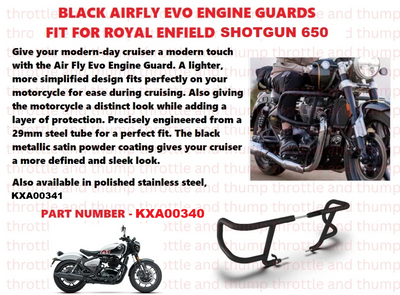 Black Airfly Evo Engine Guards fit for Royal Enfield Shotgun 650