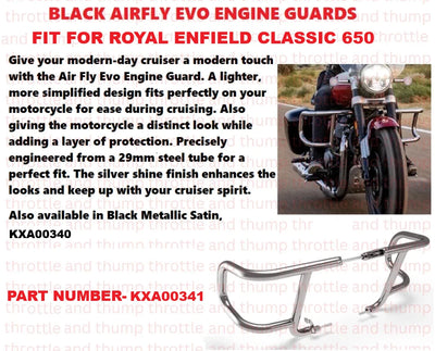 Silver Airfly Evo Engine Guards fit for Royal Enfield Classic 650