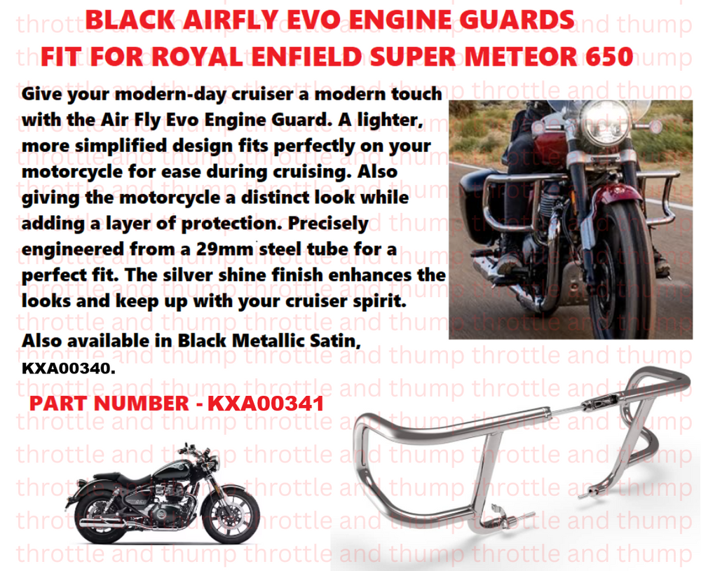 Silver Airfly Evo Engine Guards fit for Royal Enfield Super meteor 650