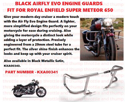 Silver Airfly Evo Engine Guards fit for Royal Enfield Super meteor 650