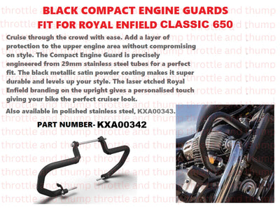 Black Compact Engine Guards fit for Royal Enfield Classic 650