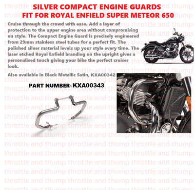 Silver Compact Engine Guards fit for Royal Enfield Super Meteor 650