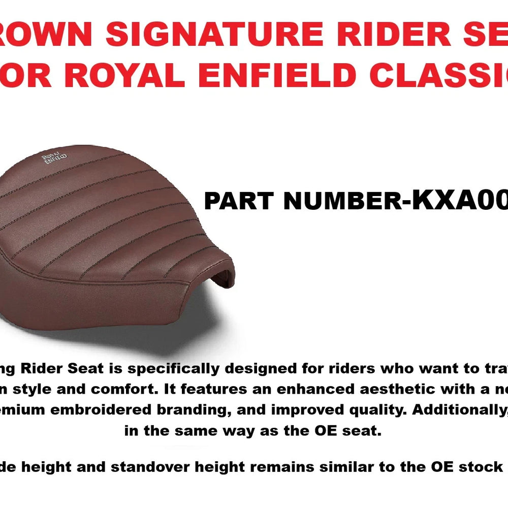 Brown Signature Rider Seat fit for Royal Enfield Classic 650