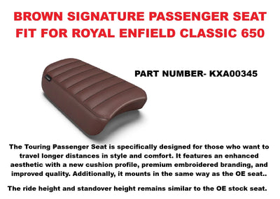 Brown Signature Passenger Seat fit for Royal Enfield Classic 650