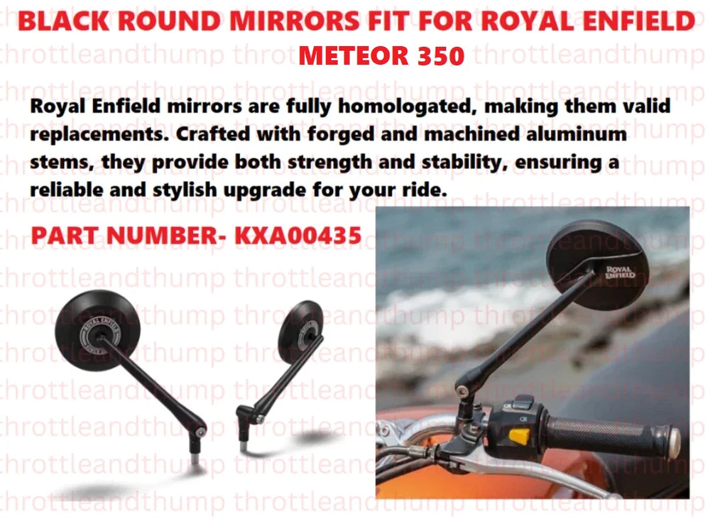 Black Round Mirrors fit for Royal Enfield Meteor 350