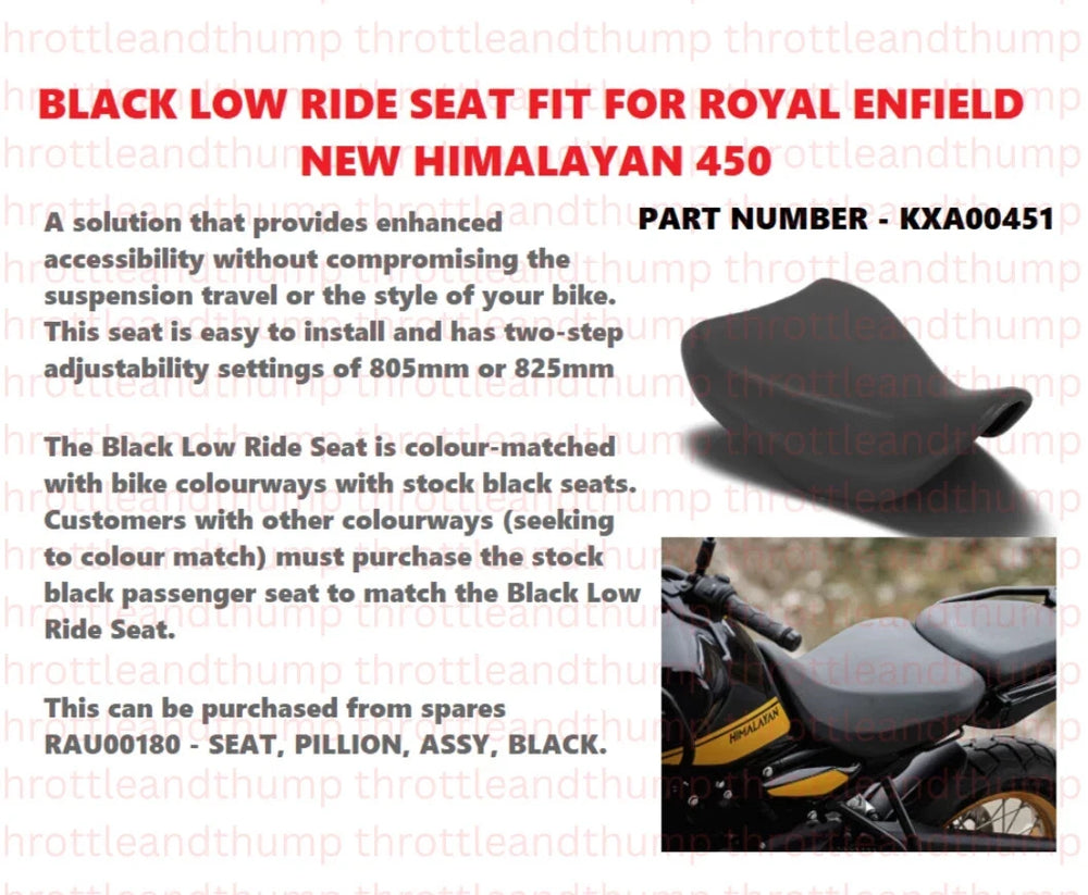 Black Low Ride Seat fit for Royal Enfield Himalayan 450