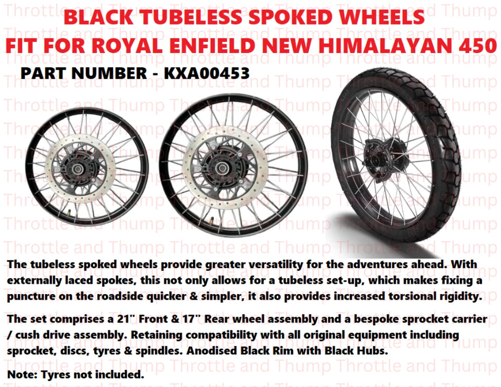 Black Tubeless Spoked Wheels fit for Royal Enfield Himalayan 450