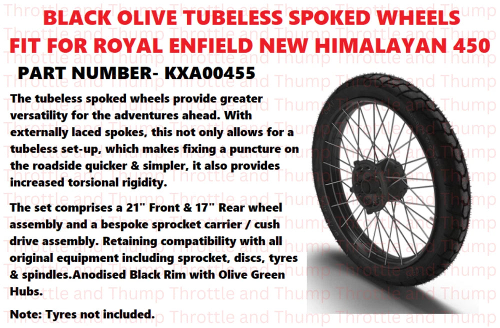 Black Olive Tubeless Spoked Wheels fit for Royal Enfield Himalayan 450