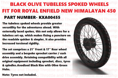 Black Olive Tubeless Spoked Wheels fit for Royal Enfield Himalayan 450