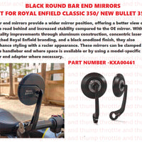 Black Round Bar End Mirrors fit for Royal Enfield Classic 350