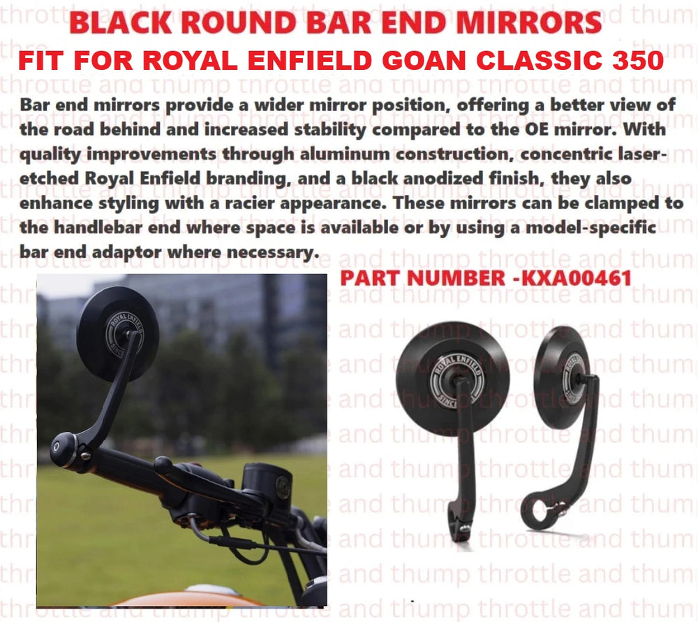 Black Round Bar End Mirrors fit for Royal Enfield Goan Classic 350