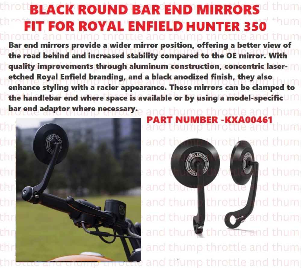 Black Round Bar End Mirrors fit for Royal Enfield Hunter 350