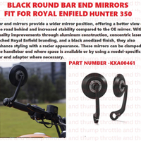 Black Round Bar End Mirrors fit for Royal Enfield Hunter 350