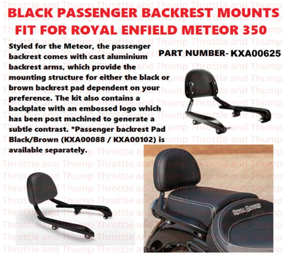 Black Passenger Backrest Mounts fit for Royal Enfield Meteor 350