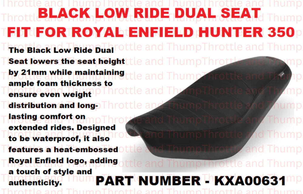 Black Low Ride Dual Seat fit for Royal Enfield Hunter 350