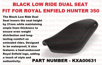 Black Low Ride Dual Seat fit for Royal Enfield Hunter 350