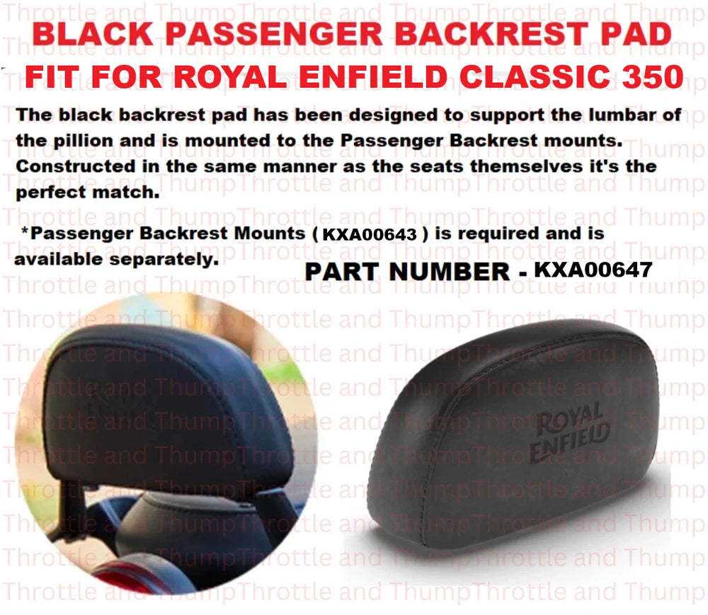 Black Passenger Backrest Pad fit for Royal Enfield Classic 350