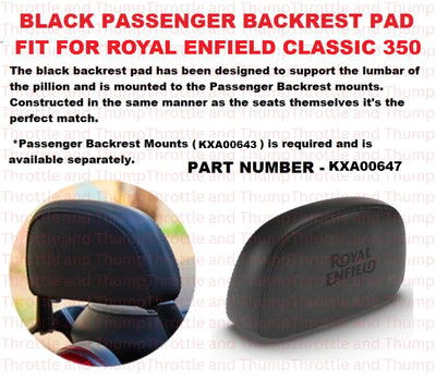 Black Passenger Backrest Pad fit for Royal Enfield Classic 350