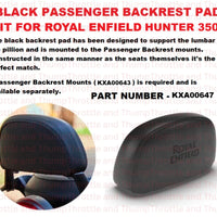 Black Passenger Backrest Pad fit for Royal Enfield Hunter 350