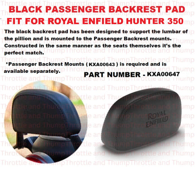 Black Passenger Backrest Pad fit for Royal Enfield Hunter 350