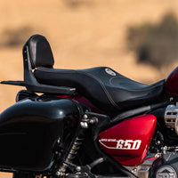 Black Deluxe Touring Dual Seat and Backrest Kit fit for Royal Enfield Super Meteor 650