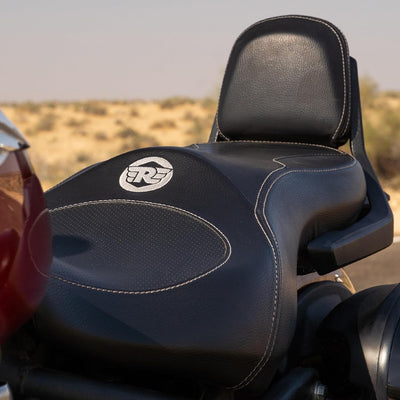 Black Deluxe Touring Dual Seat and Backrest Kit fit for Royal Enfield Super Meteor 650