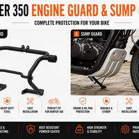 CRASH GUARD WITH SLIDERS GUARD AND SUMP GUARD (SILVER) FIT FOR HUNTER 350