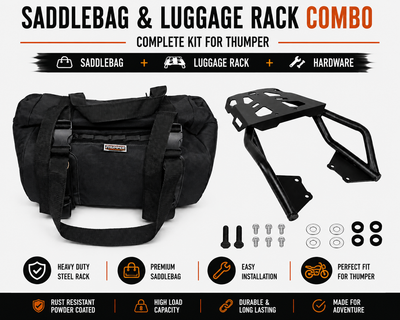 TAIL BAG (BLACK-BROWN) WITH TOP RACK FIT FOR HUNTER 350